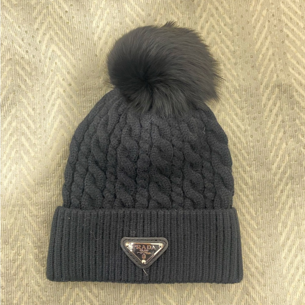 Prada Black Designer Winter Beanie